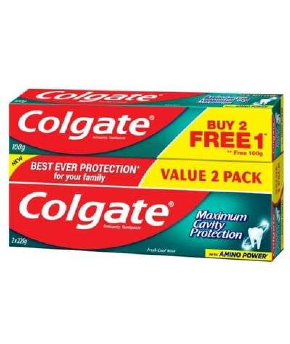 COLGATE TOOTHPASTE 225G*2 FRESH COOL MINT FOC 100G