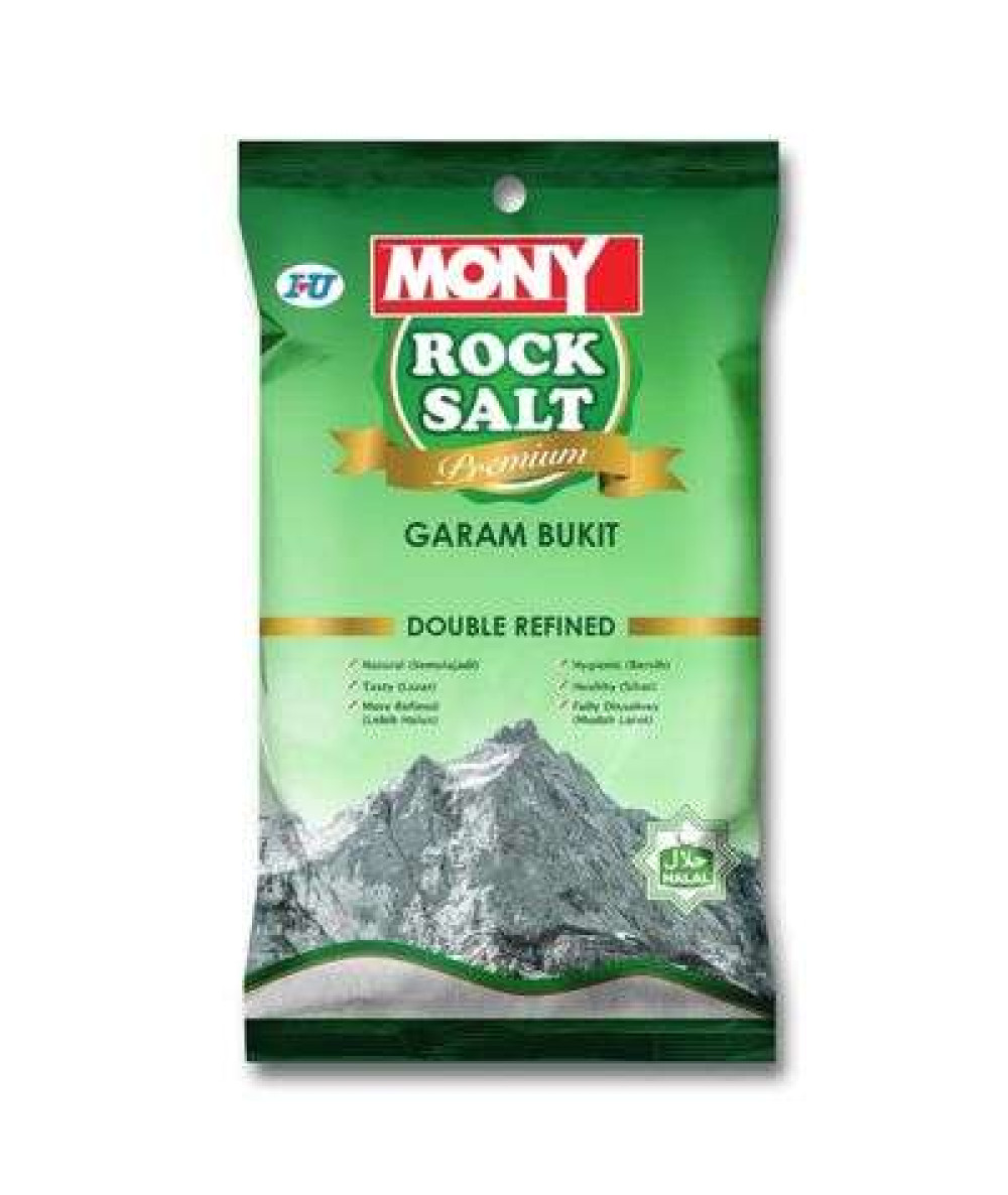 MONY PREMIUM ROCK SALT 400G DOUBLE REFINED 