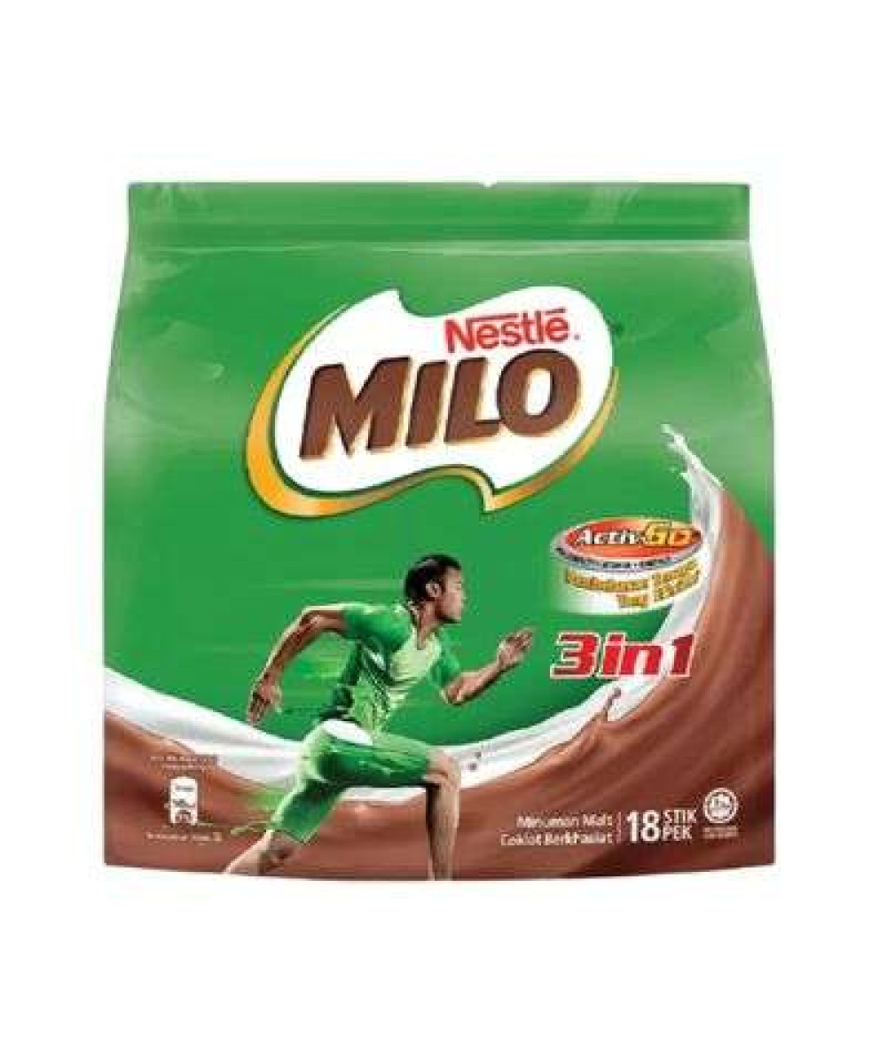 NESTLE MILO 3IN1 ACTIV-GO 33G*18 FOC LAPIK CAWAN