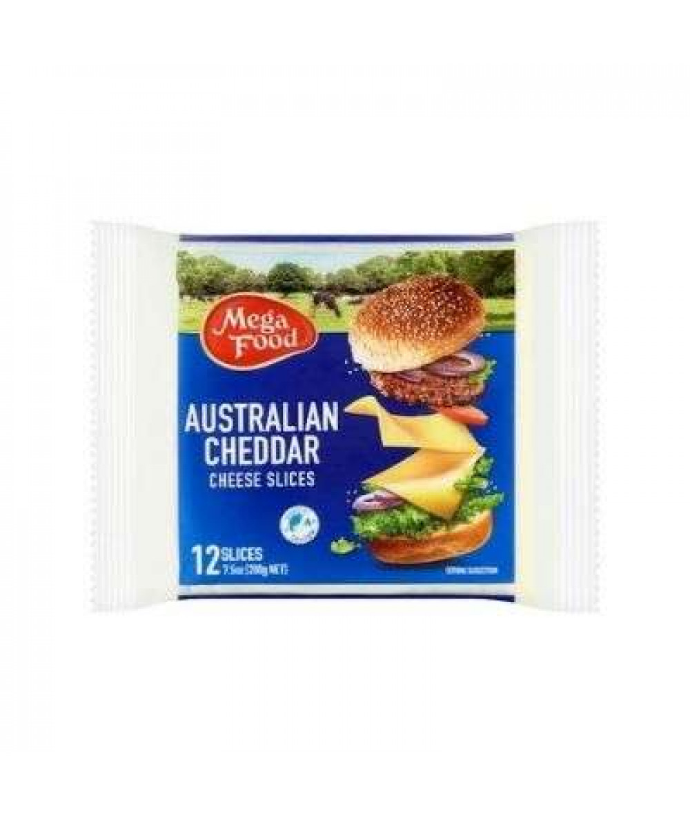 MEGA FOOD AUST 12'S CHEDDAR CHEESE 200G